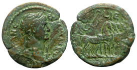 Trajan (98-117). Egypt, Alexandria. Æ Drachm (33mm, 17.66g, 12h), year 15 (AD 111/2). Laureate, draped and cuirassed bust r. R/ Emperor, holding palm ...