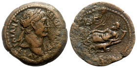 Trajan (98-117). Egypt, Alexandria. Æ Drachm (35mm, 18.42g, 12h), year 15 (AD 111/2). Laureate bust r., drapery on far shoulder. R/ Nilus reclining l....