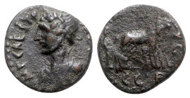 Hadrian (117-138). Mysia, Parium. Æ (15mm, 3.11g, 6h). Laureate and cuirassed bust l. R/ Founder ploughing r. with two oxen. RPC III 1539. Scarce, VF ...