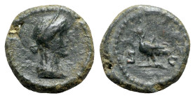 Anonymous issues, temp. Domitian to Antoninus Pius, 81-161. Æ Quadrans (15mm, 3.47g, 6h). Rome. Diademed and draped bust of Venus r. R/ Dove standing ...