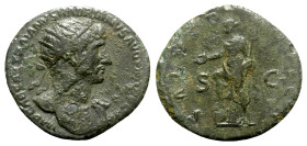 Hadrian (117-138). Æ Dupondius (27mm, 11.53g, 6h). Rome, c. 120-2. Radiate bust r., slight drapery. R/ Salus standing l., with r. foot on globe, holdi...