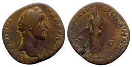 Antoninus Pius (138-161). Æ Sestertius (31mm, 24.39g, 12h). Rome, 157-9. Laureate head r. R/ Antoninus Pius standing l., sacrificing over altar. RIC I...