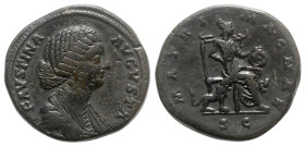 Faustina Junior (Augusta, 147-175). Æ Sestertius (32mm, 28.78g, 6h). Rome, c. 170-175/6. Draped bust r. R/ Mater Magna (Cybele) seated r. on throne be...