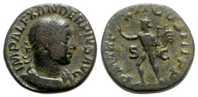 Severus Alexander (222-235). Æ Sestertius (28mm, 19.93g, 12h). Rome, AD 233. Laureate, draped and cuirassed bust r. R/ Sol advancing l., raising hand ...
