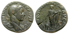 Severus Alexander (222-235). Æ Sestertius (29mm, 20.20g, 12h). Rome, AD 231. Laureate bust r., slight drapery. R/ Providentia standing l., holding gra...