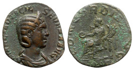Otacilia Severa (Augusta, 244-249). Æ Sestertius (27mm, 20.20g, 12h). Rome, AD 246. Draped bust r., wearing stephane. R/ Concordia seated l., holding ...