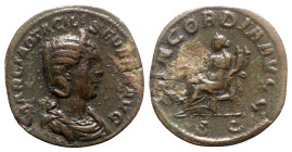 Otacilia Severa (Augusta, 244-249). Æ Sestertius (30mm, 18.22g, 12h). Rome, AD 246. Draped bust r., wearing stephane. R/ Concordia seated l., holding ...