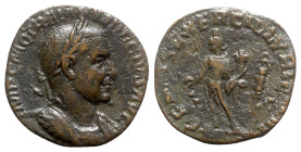 Trajan Decius (249-251). Æ Sestertius (28mm, 16.67g, 11h). Rome, AD 249. Laureate and cuirassed bust r. R/ Genius standing l., holding patera and corn...