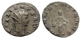 Gallienus (253-268). Antoninianus (19mm, 2.59g, 6h). Rome, 265-7. Radiate head r. R/ Abundantia standing r., emptying cornucopia; B. RIC V 157; RSC 5a...
