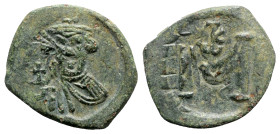 Constans II (641-668). Æ 40 Nummi (25mm, 5.69g, 6h). Syracuse. Crowned facing bust, holding globus cruciger. R/ Large M; monogram above, SCL below. MI...