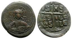 Anonymous, time of Romanus III (1028-1034). Æ 40 Nummi (31mm, 12.58g, 6h). Constantinople. Bust of Christ facing, holding Gospels. R/ Legend in three ...