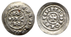 Italy, Milano, Enrico III-V (1039-1125). BI Denaro Scodellato (16mm, 0.59g). Biaggi 1413. Near EF