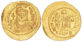 Byzantine Empire Solidus. Mauricius Tiberius (582-602). NGC Choice XF 3/5 - 4/5, clipped