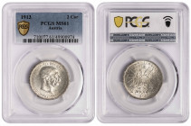 Austria 2 Corona 1913. PCGS MS 61