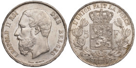 Belgium 5 Francs 1870