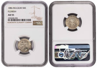 Belgium 50 Centimes 1886. NGC AU 55