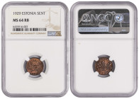 Estonia 1 Sent 1929. NGC MS 64 RB
