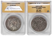 Germany Hesse Darmstadt 5 Mark 1899. ANACS XF 40