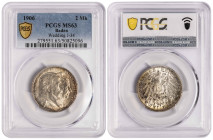 Germany Grand Duchy of Baden 2 Mark 1906. PCGS MS 63