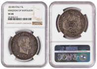 Italy Kingdom of Napoleon 5 Lire 1814 M. NGC VF20