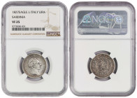 Italy Sardinia 1 Lira 1827. NGC VF 25