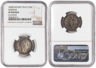 Italy Sardinia 1 Lire 1838. NGC XF Details