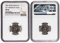 New Caledonia 5 Centimes 1881. NGC MS 66. Top Pop.