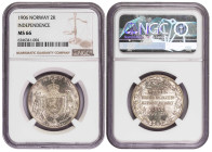 Norway 2 Kroner 1906. NGC MS 66
