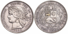 Peru 5 Pesetas 1880