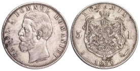 Romania 5 Lei Carol-I 1880-B