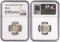 Russia-USSR 20 Kopeks 1923. NGC MS 63