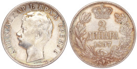 Serbia 2 Dinara 1897