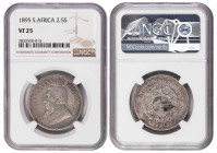 South Africa (British) 2.5 Schillings 1895. NGC VF 25