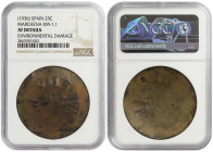 Spain Marchena 25 Centimes 1936. NGC XF Details