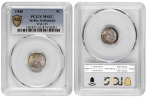Straits Settlements 5 Cents 1900. PCGS MS 62