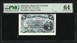 Argentina 5 Centavos 1891. PMG 64. Cutting Error