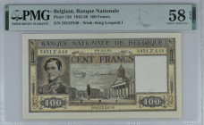 Belgium 100 Francs 1945-50. PMG 58 EPQ