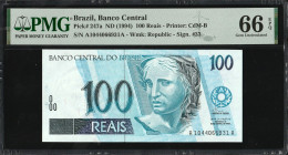 Brazil 100 Reais ND (1994). PMG 66 EPQ