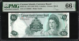 Cayman Islands 5 Dollars 1971 (ND 1972). PMG 66 EPQ