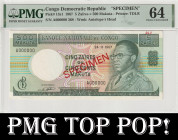 Congo Democratic Republic 5 Zaires = 500 Makuta 1967. PMG 64 Specimen. TOP POP!