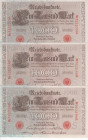 Germany 1000 Mark 1910. Consecutive 3 banknotes