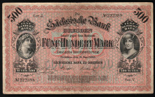Germany Saxony 500  Mark 1890
