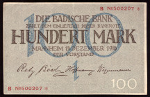 Germany Baden 100 Mark 1918