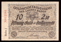 Germany Baden 10 Pfennig Gold = 2.38 Dollarcents 1923