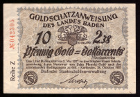 Germany Baden 10 Pfennig Gold = 2.38 Dollarcents 1923