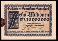 Germany Bayern 10 Millionen Mark 1923