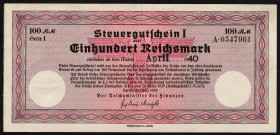 Germany 100 RM Tax Vouchers of the German Reich 1939