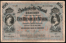 Germany Dresden States Sachsische Notenbank 100 Mark 1890