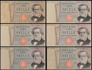 Italy 1000 Lire 1969, 71, 73, 75, 77, 80. 6 pcs.
