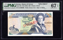 Jersey 20 Pounds ND (1993) Specimen. PMG 67 EPQ